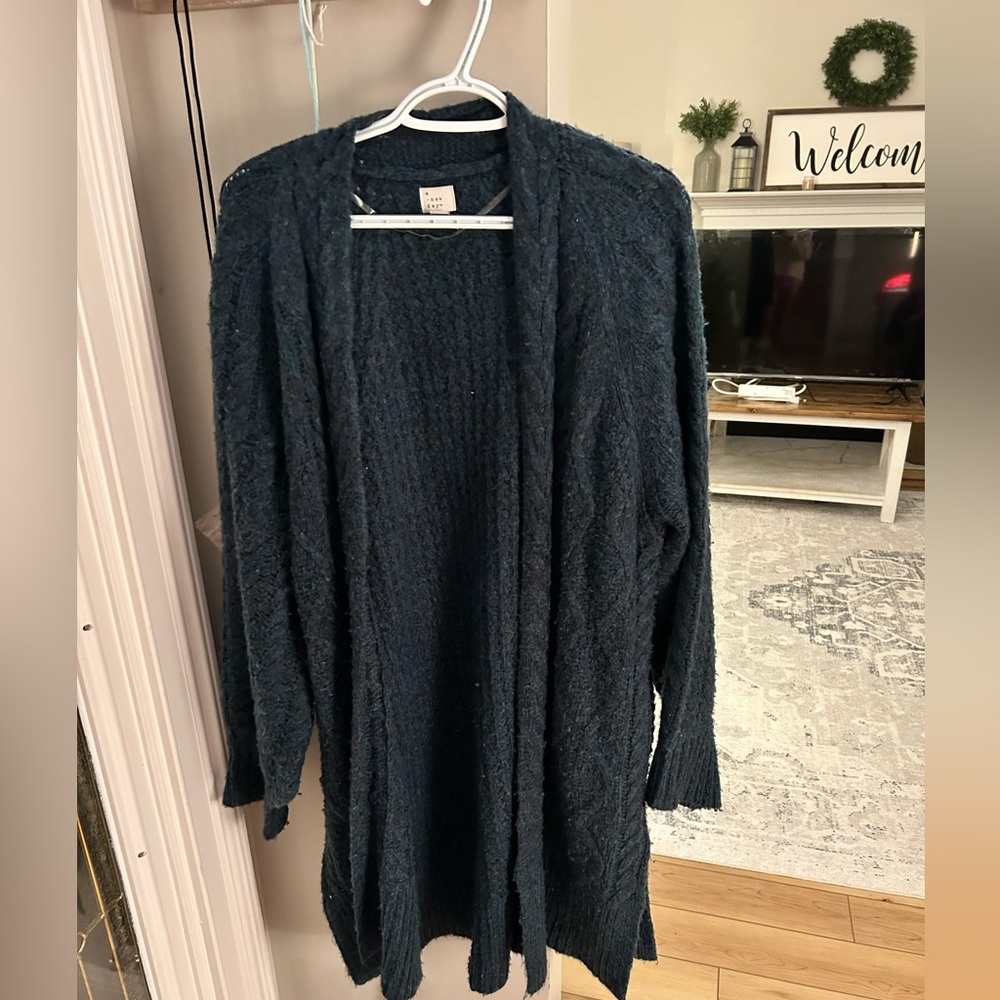 Chunky dark teal cardigan